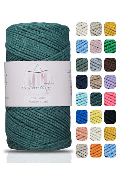 Makromecity Premium Koton Cotton Macrame Twine Nefti 200 gr 150 Yards 2mm Βαμβακερή Αλυσίδα Μακραμέ Τσάντα Σχοινί Supla Twine