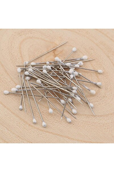 BenimMarifetlerim Enameled White Head Bulk Needle 50 Pieces