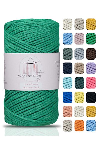 Makromecity Premium Koton Cotton Macrame Twine Benetton 200 gr 150 Yards 2mm Βαμβακερή Αλυσίδα Μακραμέ Τσάντα Σχοινί Supla