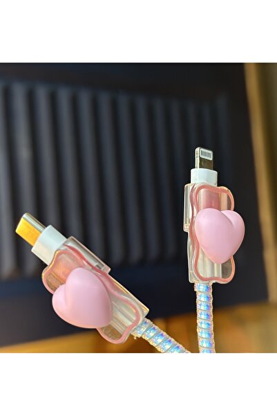 Go Aksesuar iPhone 18/20/25 W Şarj Cihazı Uyumlu 5 Parça Şarj Koruma Seti Kalp Model