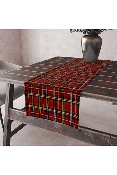 Hayal Dekoratif New Year's Plaid Red Cream Floor Deer Pattern Set of 4 - Throw Pillow and Runner