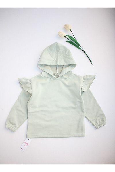 Momsbrand Shoulder Ruffle Detailed Hooded Sweat