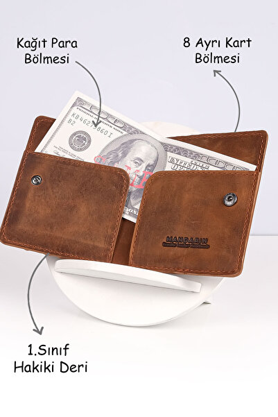 TESBİHCİBABA Mandarin| Full Grain Tokyo Men's Leather Card Holder Wallet