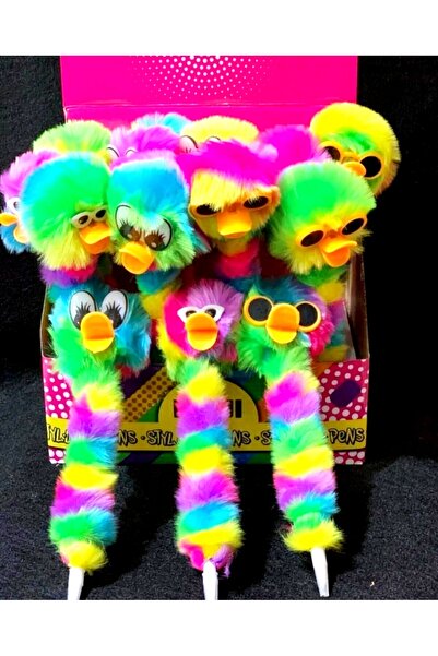 Gerçek Efsane Tüylü Peluş Ördek Mavi Jel Tükenmez Kalem 1 Adet