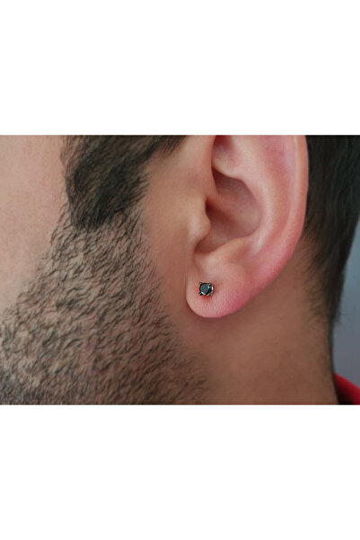 Sirius Pırlanta 0,20 Karat Siyah Pırlanta Tektaş Erkek Küpesi