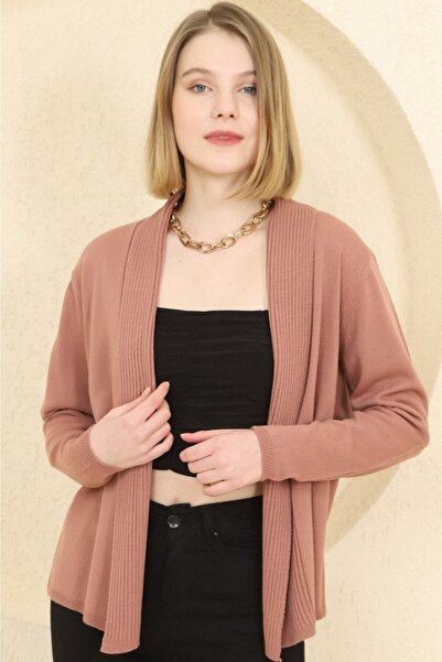 VEGENZE Women's Dusty Rose Corded Fine Knitted Cardigan