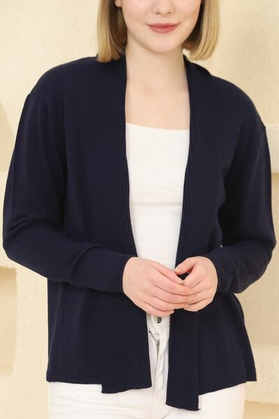 VEGENZE Γυναικεία ζακέτα με φίνο πλεκτό μπλε Navy Blue Ribbed