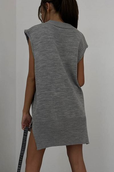 lovebox Women's V-Neck Oversize Gray Sweater 23W20002