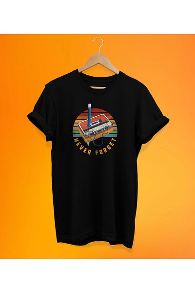 remonz Retro Never Forget εμπριμέ μαύρο, 100% βαμβάκι, υπερμεγέθη, μπλουζάκι μεγάλου μεγέθους