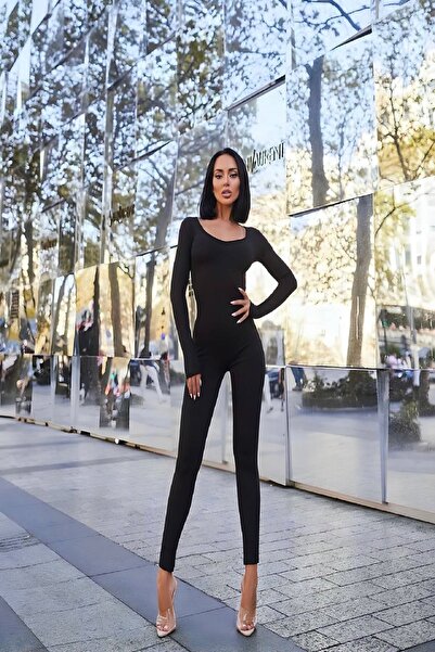 Fashiontayt Μακρυμάνικη ίσια ολόσωμη φόρμα με ανοιχτό γιακά