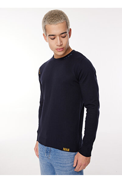 SSEINSE Bisiklet Yaka Slim Fit Mavi Erkek Kazak MI2562SS