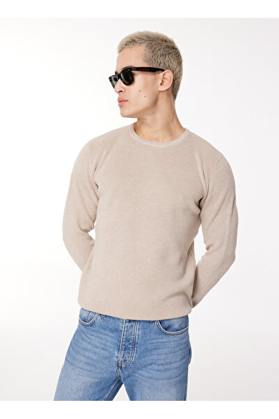 SSEINSE Bisiklet Yaka Slim Fit Bej Erkek Kazak MI2508SS