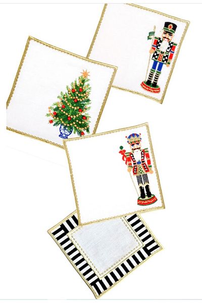 ge living New Year Series Nutcrackers Themed 4-Piece Cocktail Napkins