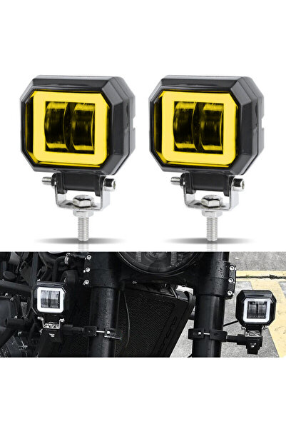 DEKOHOP Motosiklet Scooter ATV Sis Farı Metal Gövde Kare Angel 20 W 2 ADET