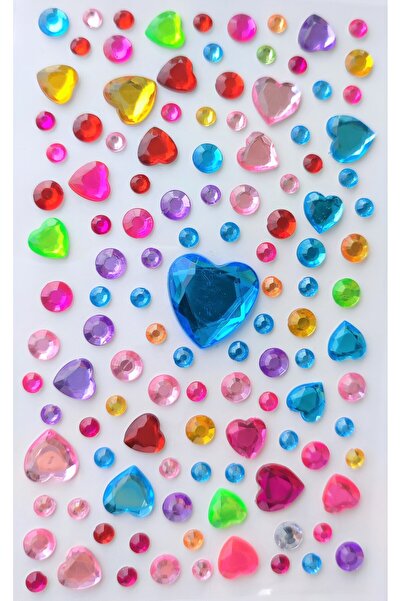 Giraffe Sticker Taş Sticker Renkli Mini Kalpler Yapışkanlı Saç, Yüz Ve Tırnak...