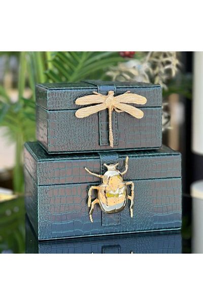 Aksesuar 2-Piece leather box decorative object