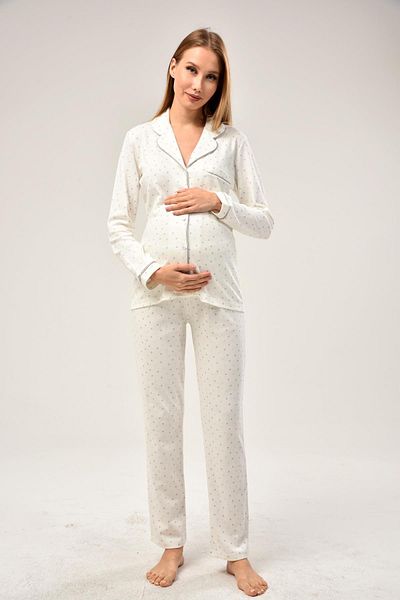 LİKAPA Interlock Buttoned Maternity Long Sleeve Pajama Set 1354-01
