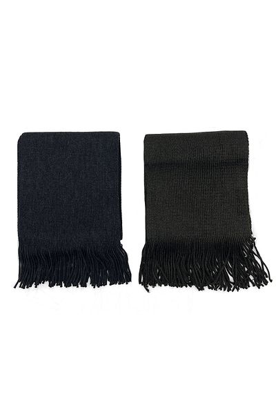 nazipek Set 2 Eșarfe Gri Tricotate Bumbac Culoare Solidă 190 Cm
