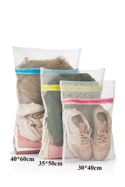 Pazar Kapısı Set of 3 Laundry Nets with Colorful Zippers