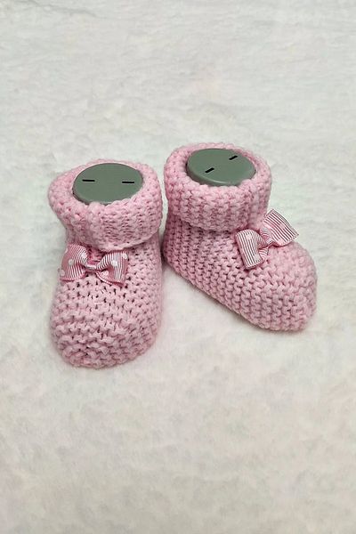 Çt Çeyizci Tekstil Baby Booties, Bow Baby Booties, Knitwear Knitted Baby Booties