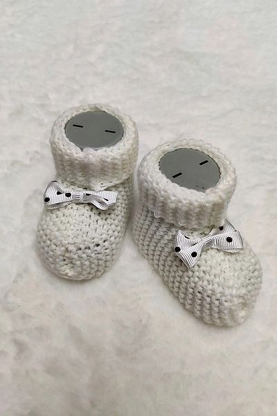 Çt Çeyizci Tekstil Baby Booties, Bow Baby Booties, Knitwear Knitted Baby Booties