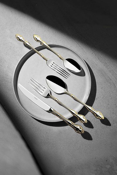 Nehir Adriana Gold 89 Piece Leather Boxed - Fork, Spoon and Knife Set