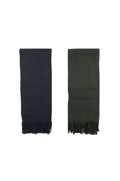 Naz İpek Set 2 Eșarfe Gri Tricotate Bumbac Culoare Solidă 190 Cm