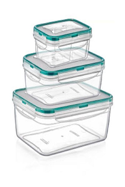 Kazanabil FRESH BOX KİLİTLİ KAPAKLI SAKLAMA KABI 3LÜ SET