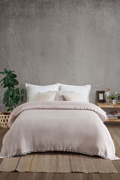 Lux Touch Κάλυμμα καναπέ Vera Beige Διπλό Πικέ - 200x220 cm, Βαμβακερή κουβέρτα τηλεόρασης