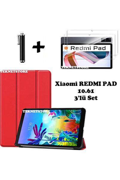 TEKNETSTORE Xiaomi Redmi Pad 10.61 Uyumlu Flip Smart Standlı Uyku Modlu Tablet Kılıfı Ekran Koruyucu Kalem