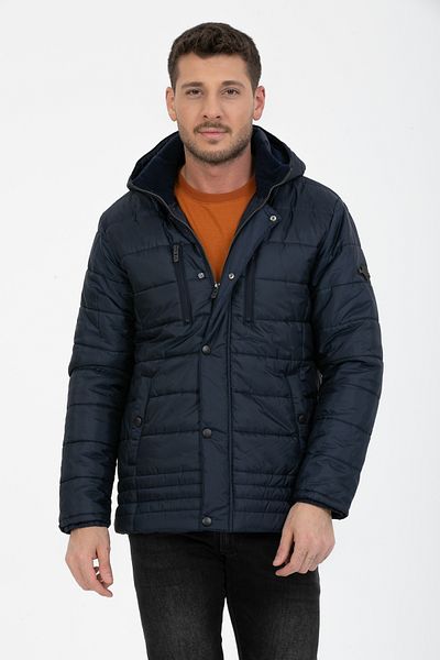 Wise Men's Hooded 100% Polyester Puffer Coat with Fleece Inside