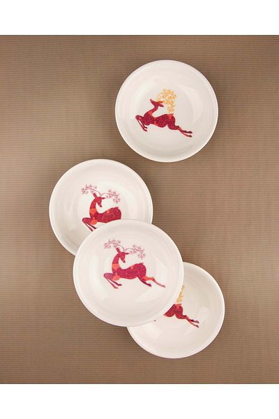 Bursa Porselen Dekor Deer 4 piece porcelain snack bowl