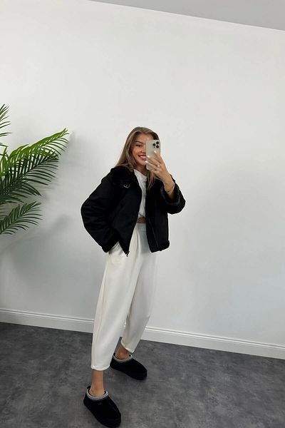 HARMONY GLOBAL Blană de mătase pentru femei în interior, cu centură, din piele întoarsă, Stone 2248