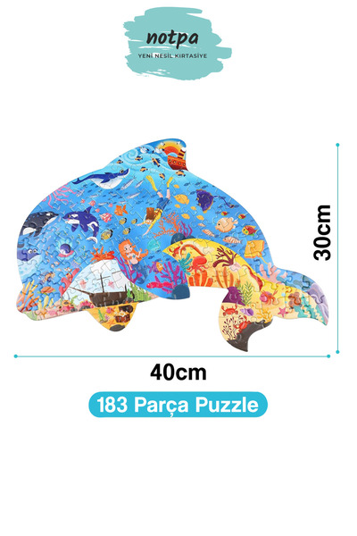 kutuTR Dolphin Fish Puzzle - 40X30Cm for Ages 5 and Adults, Wood Colorful Animals Series Jigsaw Puzzle