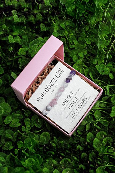 Chi Zen Ruh Güzelliği Doğal Taş Kadın Tılsım Bilekliği Kırık (Pembe Kuvars,Am...