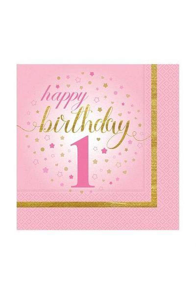 Kikajoy 1 Year Old Birthday Happy Birthday Starry Napkin