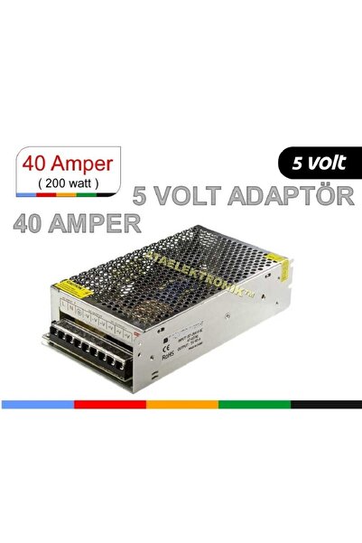 ATAELEKTRONİK p10 LED TABELA ADAPTÖRÜ 5 VOLT 40 AMPER 200W Kalın tip Metal Kasa Adaptör trafo tırafo 5v 40a