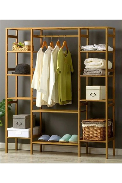 BRK Design Ahşap Gardırop 150 X 140 X 30 Cm Açık B Gardırop Elbise Askılığı