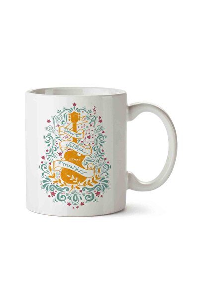 ART HEDİYE كوب مطبوع عليه لا تتوقف عن الموسيقى على الجانبين