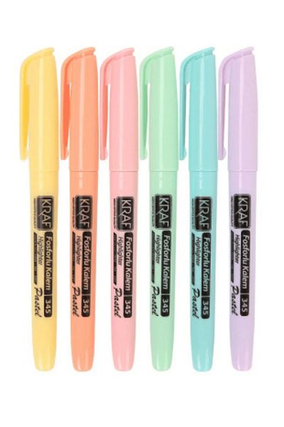 Modellino 6-Piece Kraf Pastel Pen Type Highlighter