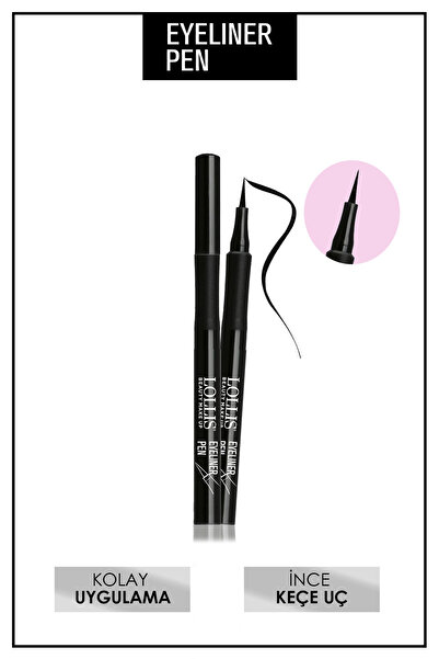 Lollis Kalem Likit Eyeliner Siyah İnce Keçe Uçlu / Eyeliner Pen Black