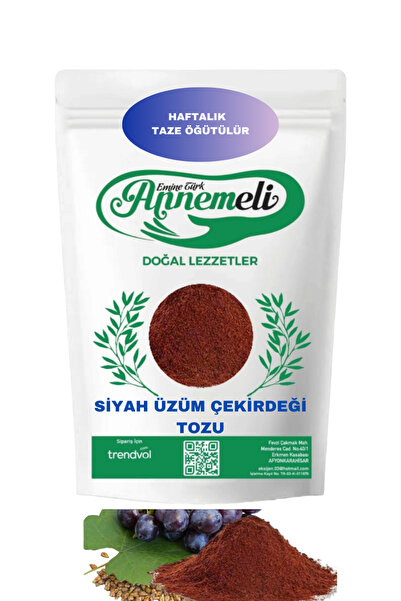 EMİNE TÜRK ANNEMELİ 250 gr Siyah Üzüm Çekirdeği Tozu 250 Taze Öğütülmektedir.