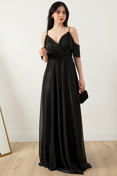 PULLIMM LONG DRESS WITH SILVERY SLINGS 13425