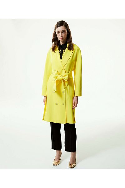 Machka Double Breasted Collar Belted Top Coat