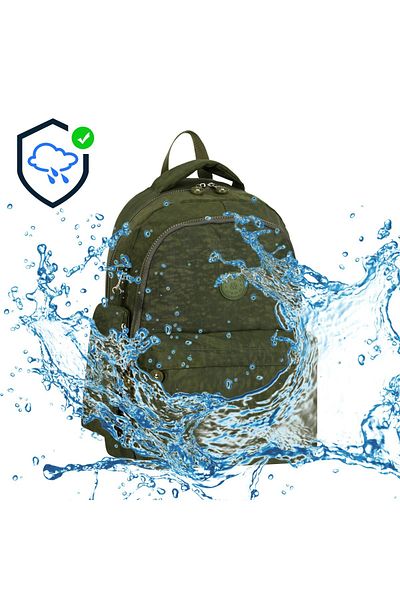 MUBO Original Water-Resistant Crinkle Fabric Large Size Unisex School Bag with Water Bottle Compartment (Daily, College)