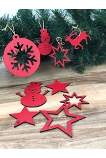 Masalsı Concept 9 Pieces Christmas Pine Tree Ornament Wooden New Year Ornament