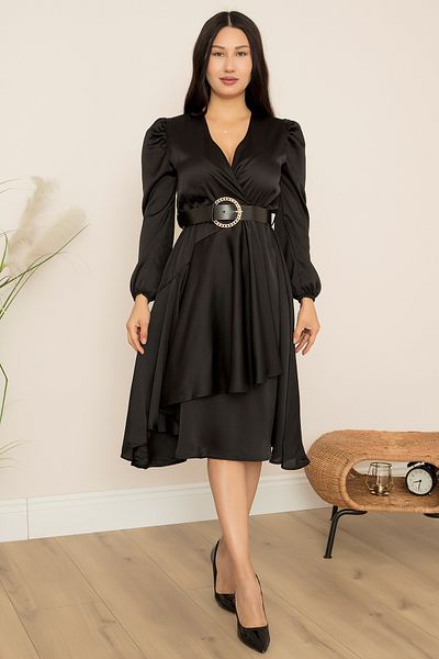 PULLIMM Rochie din satin cu volan cu fustă 891-2915