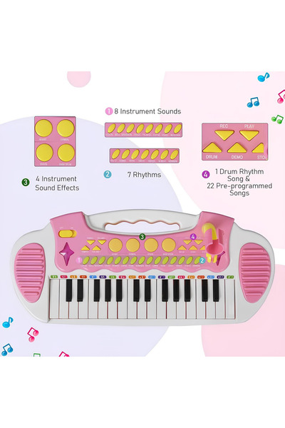welcomein Oyuncak 31 Tuşlu Mikrofonlu Eğitici ve Eğlenceli Piyano