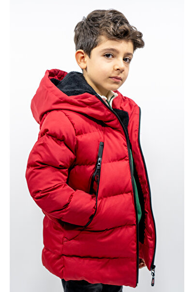 FREE ARSLAN COLLECTİON Palton pentru băieți Palton roșu cu glugă, căptușit cu...