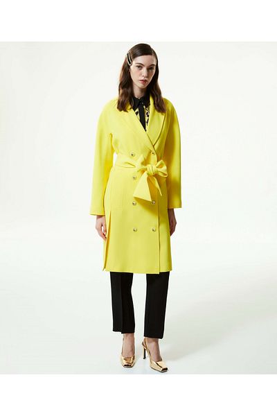 Machka Double Breasted Collar Belted Top Coat
